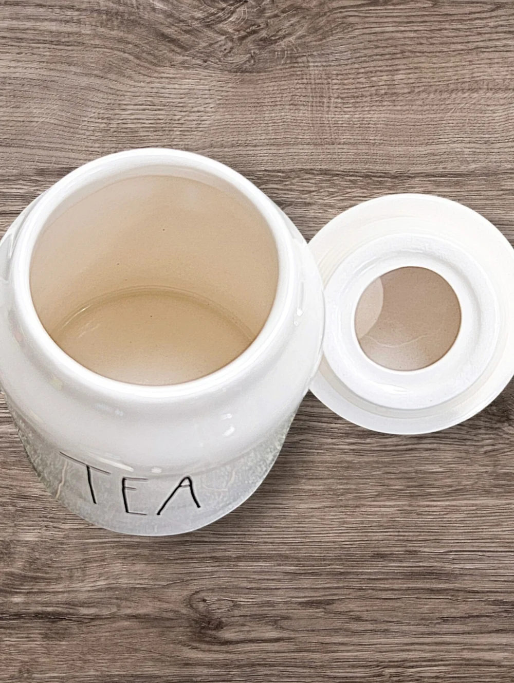 Rae Dunn Artisan Collection White Ceramic Glazed Stoneware Tea Canister & Lid